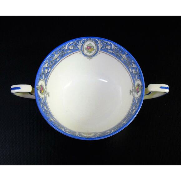 Royal Worcester PORTIA 1922 CREAM SOUP CUP BOWL Double Handle Fruit Cameo Scroll - Picture 7 of 9
